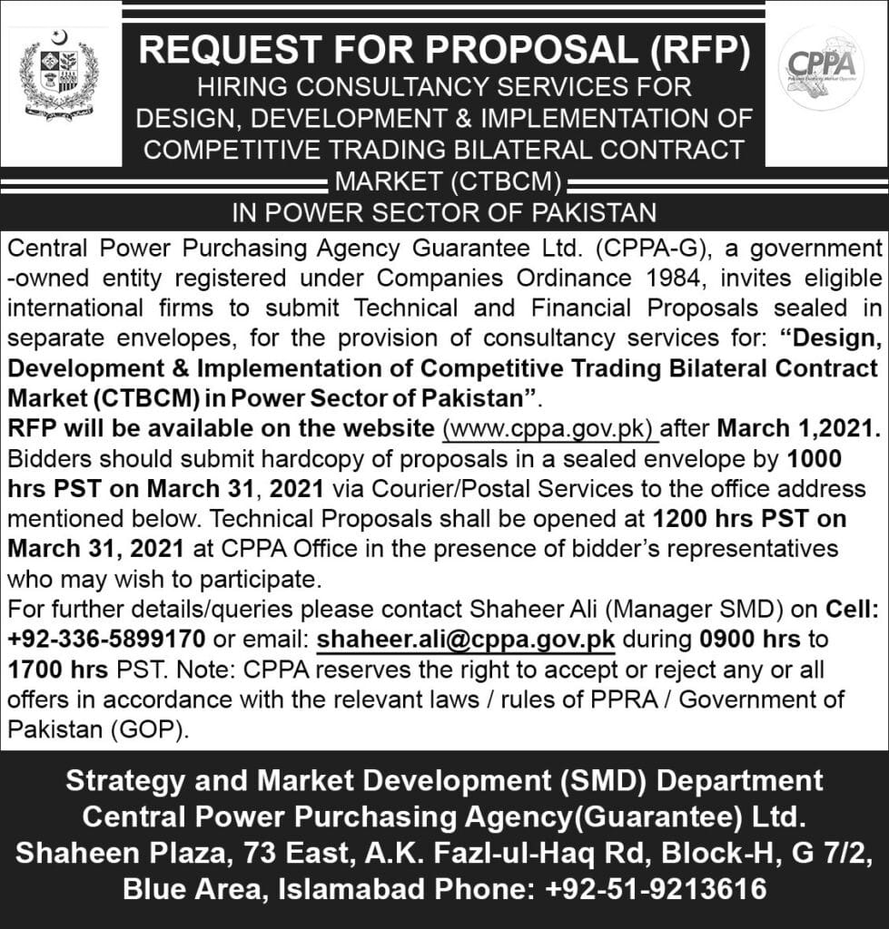CPPA issues RFP for consultant for wholesale power market in Pakistan